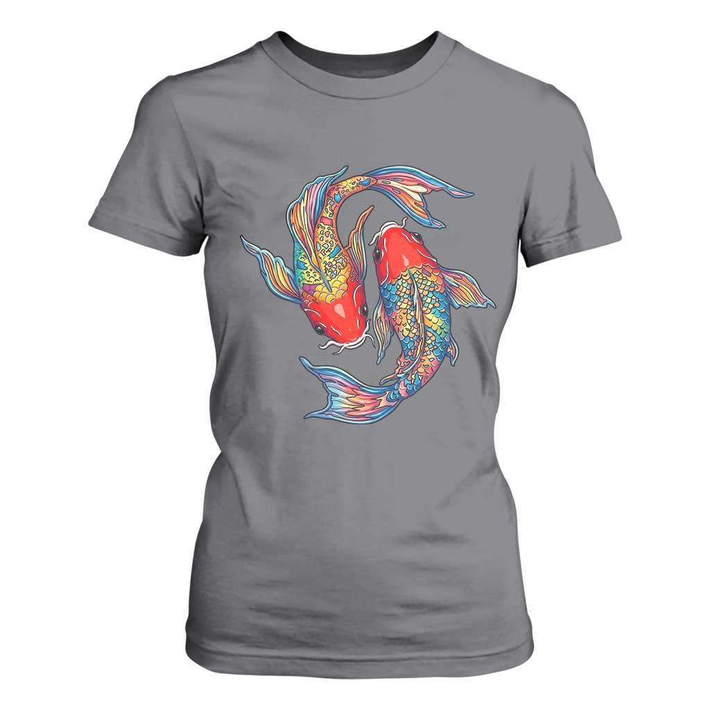 Rainbow Koi Fish LGBTQ Pride T Shirt For Women Colorful Japanese Carp TS12 Charcoal Print Your Wear