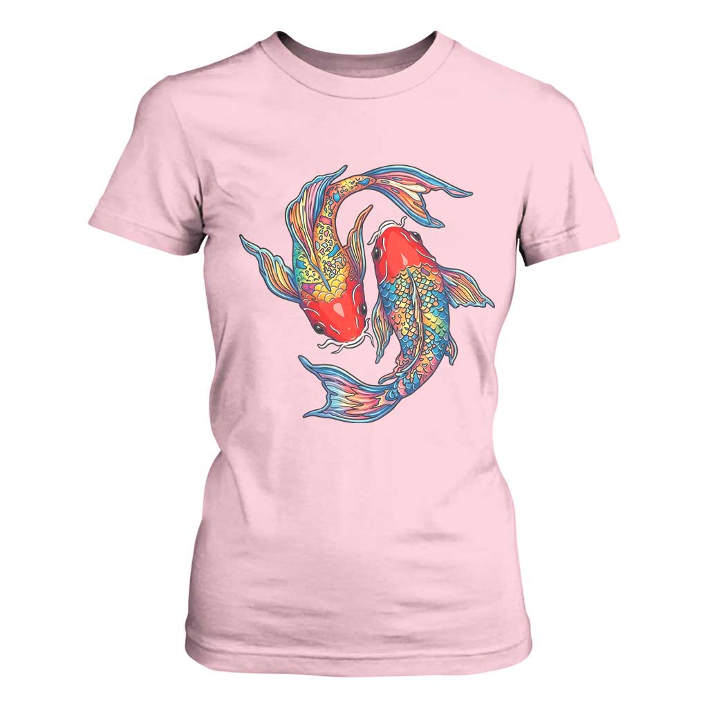 Rainbow Koi Fish LGBTQ Pride T Shirt For Women Colorful Japanese Carp TS12 Light Pink Print Your Wear