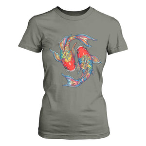 Rainbow Koi Fish LGBTQ Pride T Shirt For Women Colorful Japanese Carp TS12 Military Green Print Your Wear
