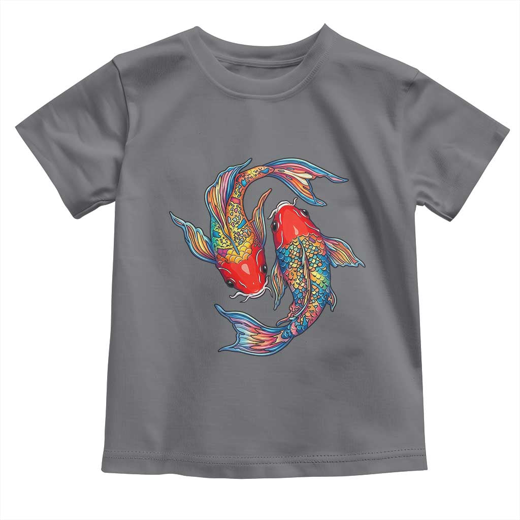Rainbow Koi Fish LGBTQ Pride Toddler T Shirt Colorful Japanese Carp TS12 Charcoal Print Your Wear