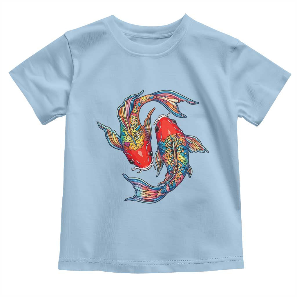 Rainbow Koi Fish LGBTQ Pride Toddler T Shirt Colorful Japanese Carp TS12 Light Blue Print Your Wear