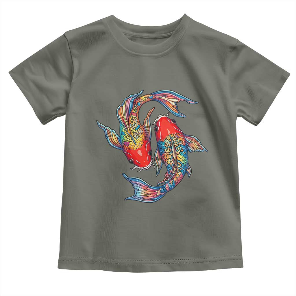Rainbow Koi Fish LGBTQ Pride Toddler T Shirt Colorful Japanese Carp TS12 Military Green Print Your Wear