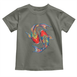 Rainbow Koi Fish LGBTQ Pride Toddler T Shirt Colorful Japanese Carp TS12 Military Green Print Your Wear