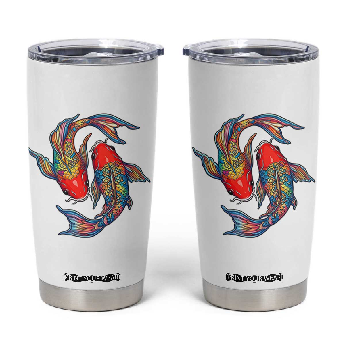 Rainbow Koi Fish LGBTQ Pride Tumbler Cup Colorful Japanese Carp