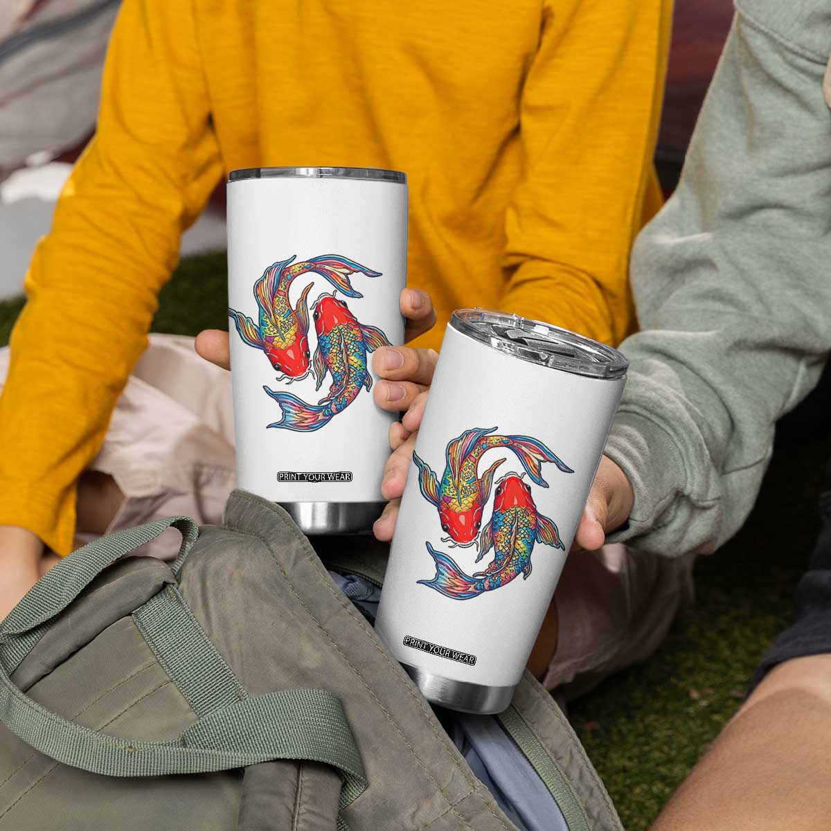 Rainbow Koi Fish LGBTQ Pride Tumbler Cup Colorful Japanese Carp