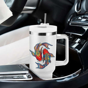 Rainbow Koi Fish LGBTQ Pride Tumbler With Handle Colorful Japanese Carp