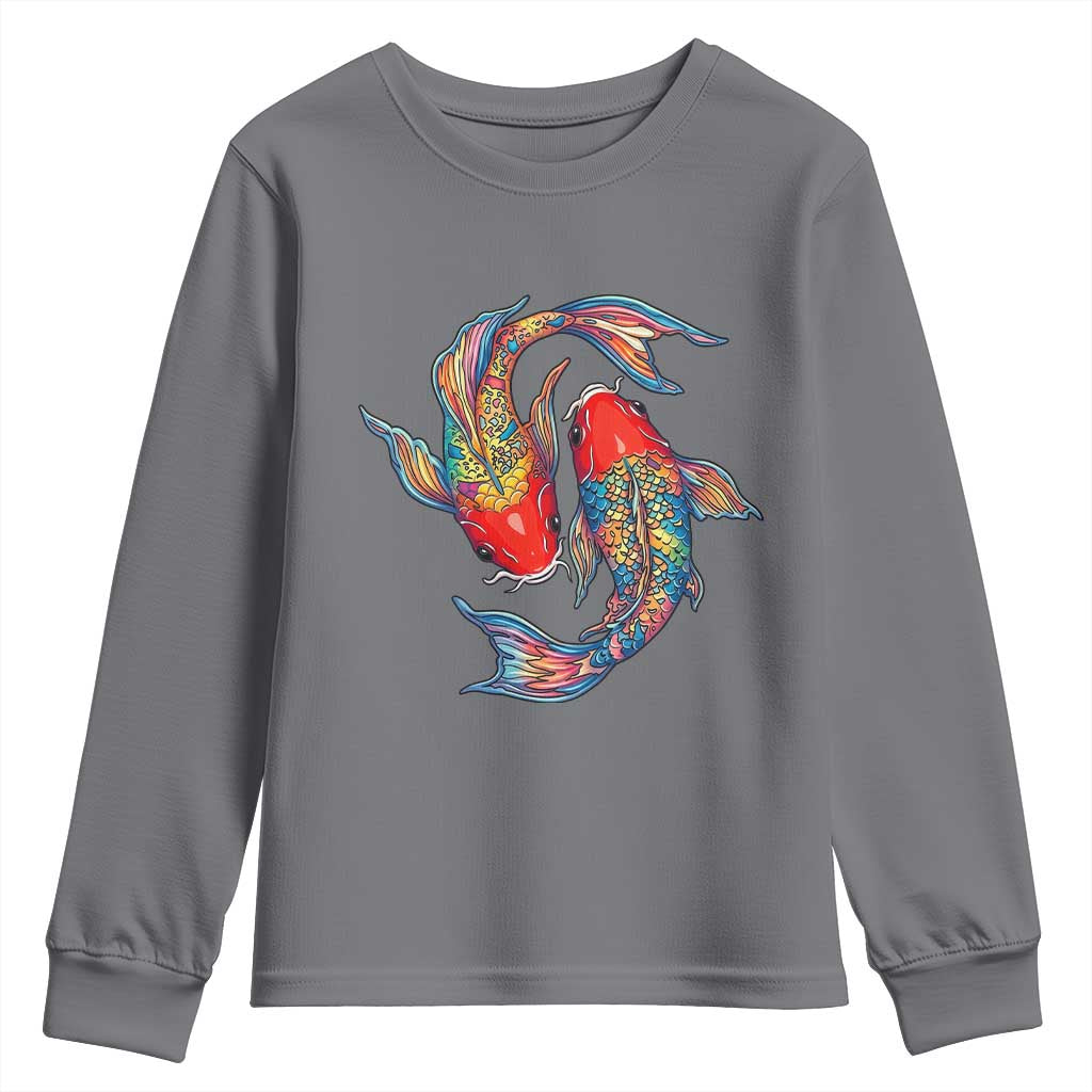 Rainbow Koi Fish LGBTQ Pride Youth Sweatshirt Colorful Japanese Carp