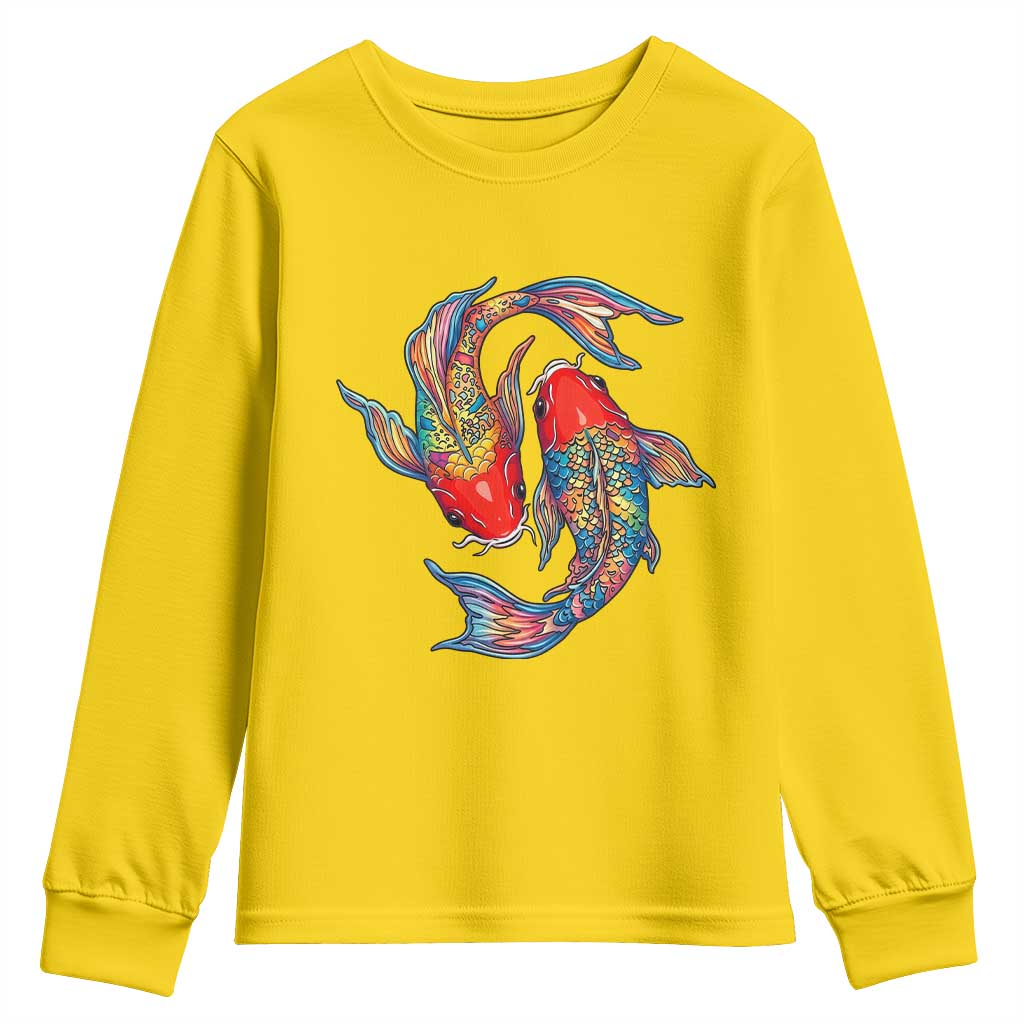 Rainbow Koi Fish LGBTQ Pride Youth Sweatshirt Colorful Japanese Carp