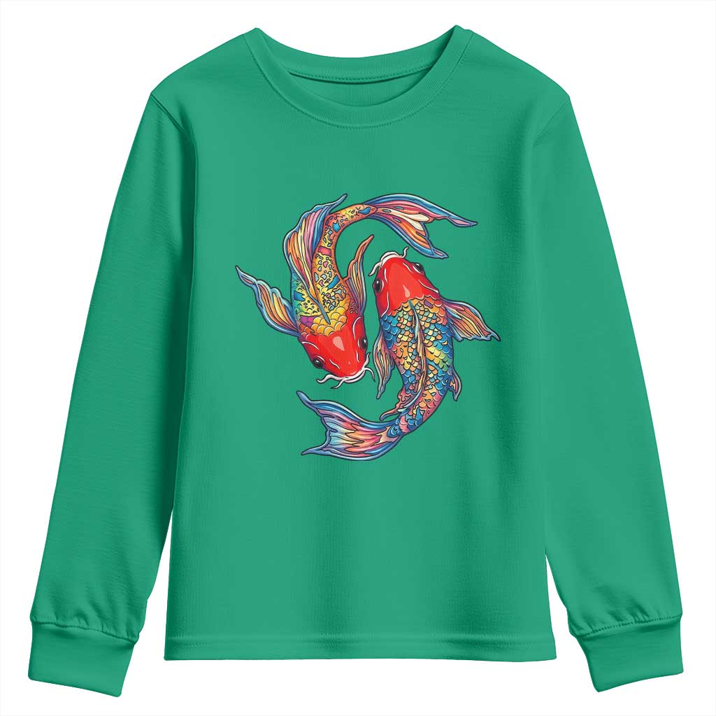 Rainbow Koi Fish LGBTQ Pride Youth Sweatshirt Colorful Japanese Carp
