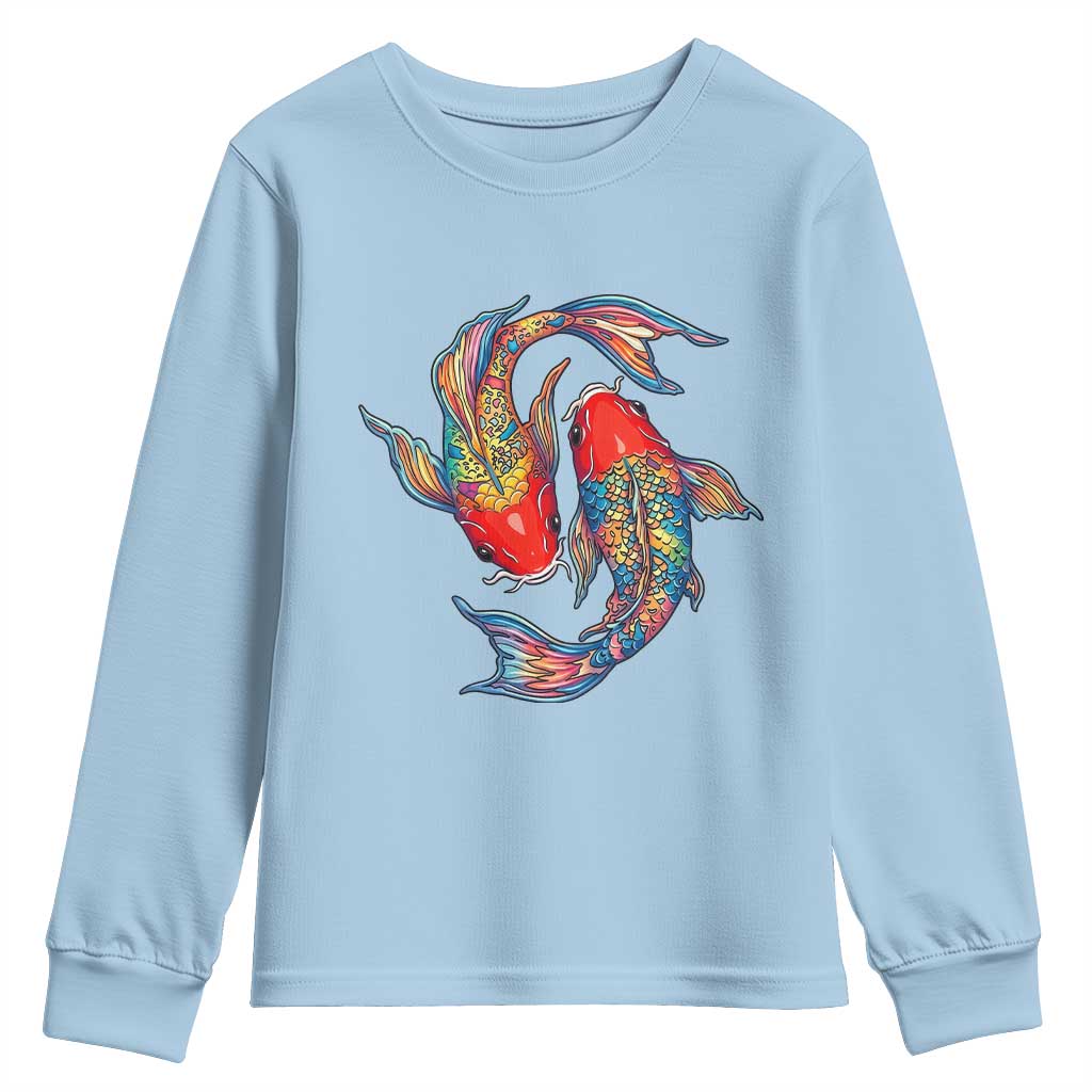 Rainbow Koi Fish LGBTQ Pride Youth Sweatshirt Colorful Japanese Carp