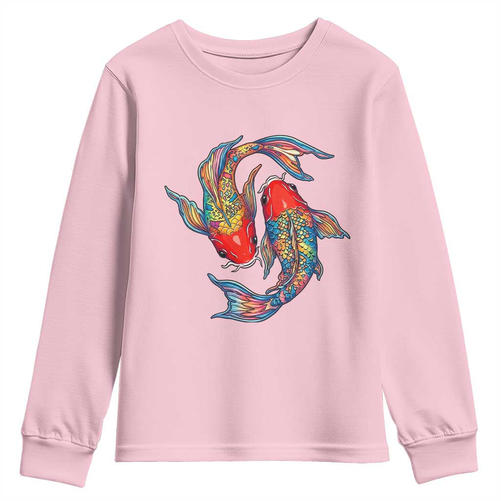 Rainbow Koi Fish LGBTQ Pride Youth Sweatshirt Colorful Japanese Carp
