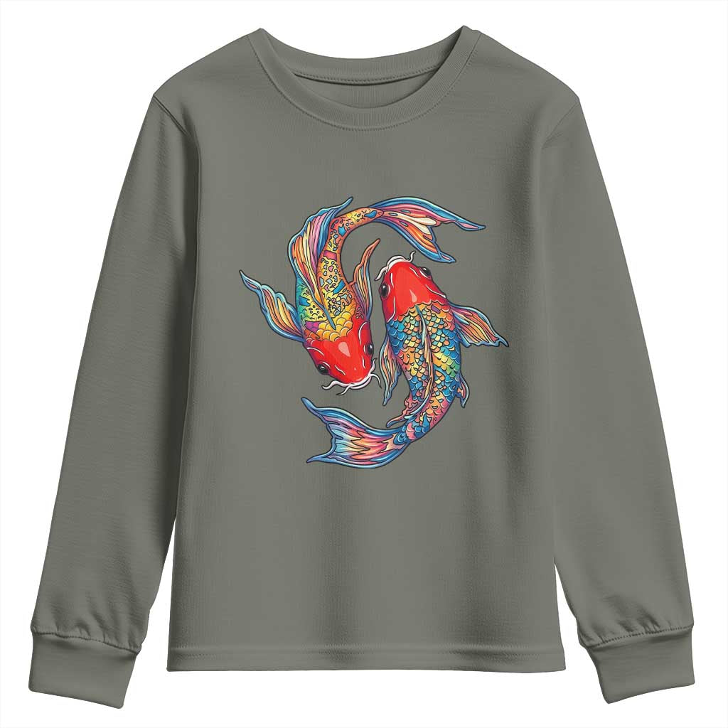 Rainbow Koi Fish LGBTQ Pride Youth Sweatshirt Colorful Japanese Carp