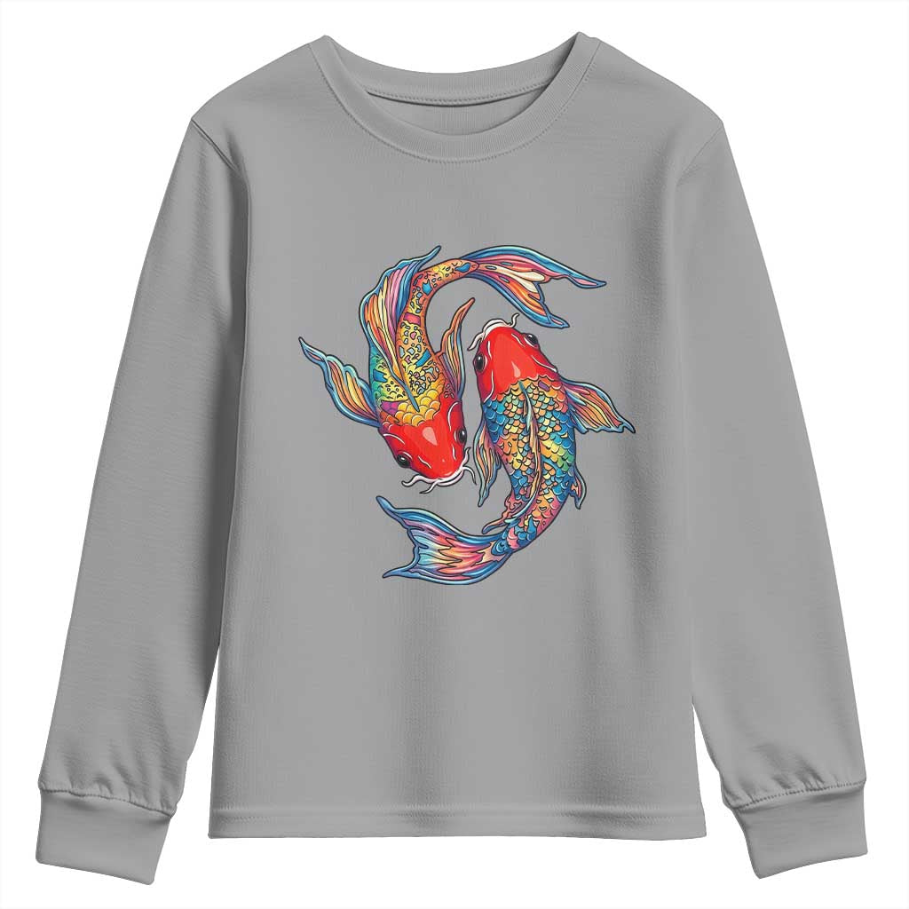 Rainbow Koi Fish LGBTQ Pride Youth Sweatshirt Colorful Japanese Carp