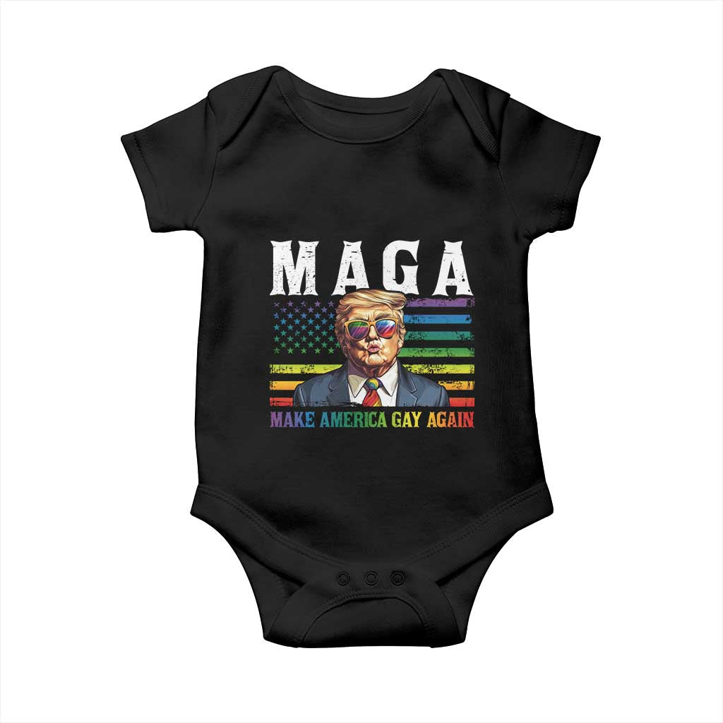 Make America Gay Again Baby Onesie LGBTQ Political Satire TS12 Black Print Your Wear