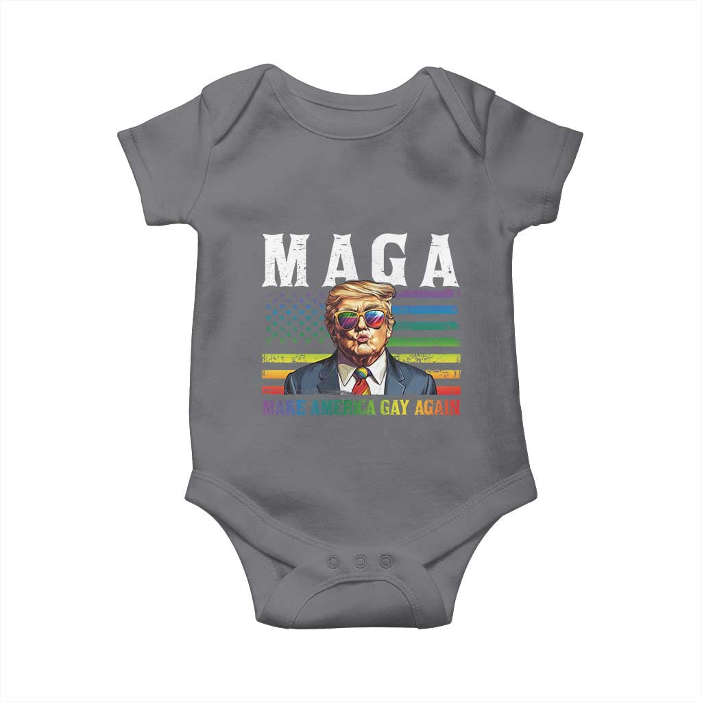 Make America Gay Again Baby Onesie LGBTQ Political Satire TS12 Charcoal Print Your Wear