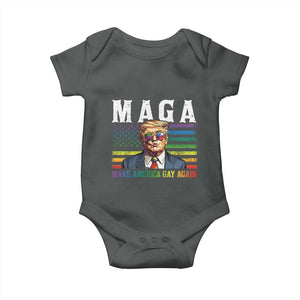 Make America Gay Again Baby Onesie LGBTQ Political Satire TS12 Dark Heather Print Your Wear