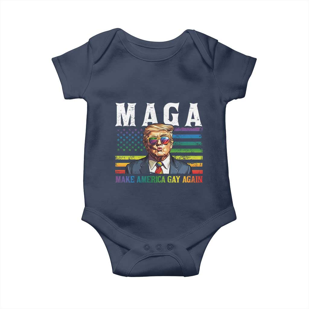 Make America Gay Again Baby Onesie LGBTQ Political Satire TS12 Navy Print Your Wear