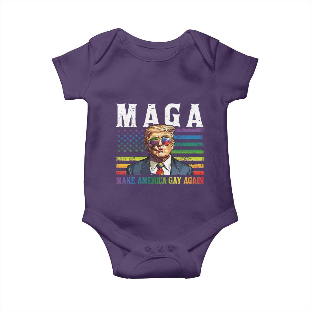 Make America Gay Again Baby Onesie LGBTQ Political Satire TS12 Purple Print Your Wear