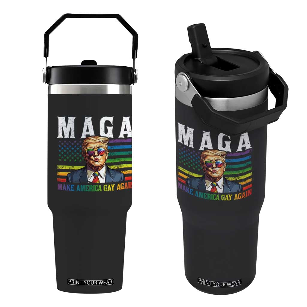 Make America Gay Again Flip Straw Tumbler LGBTQ Political Satire TS12 One Size: 30 oz Black Print Your Wear
