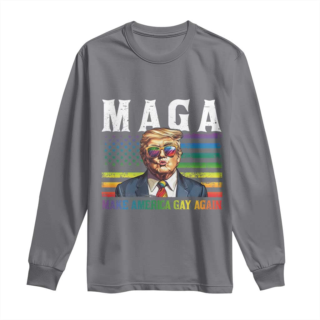 Make America Gay Again Long Sleeve Shirt LGBTQ Political Satire TS12 Charcoal Print Your Wear
