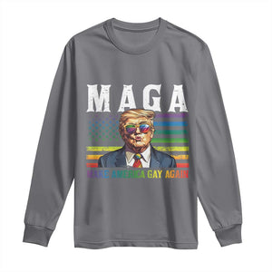 Make America Gay Again Long Sleeve Shirt LGBTQ Political Satire TS12 Charcoal Print Your Wear