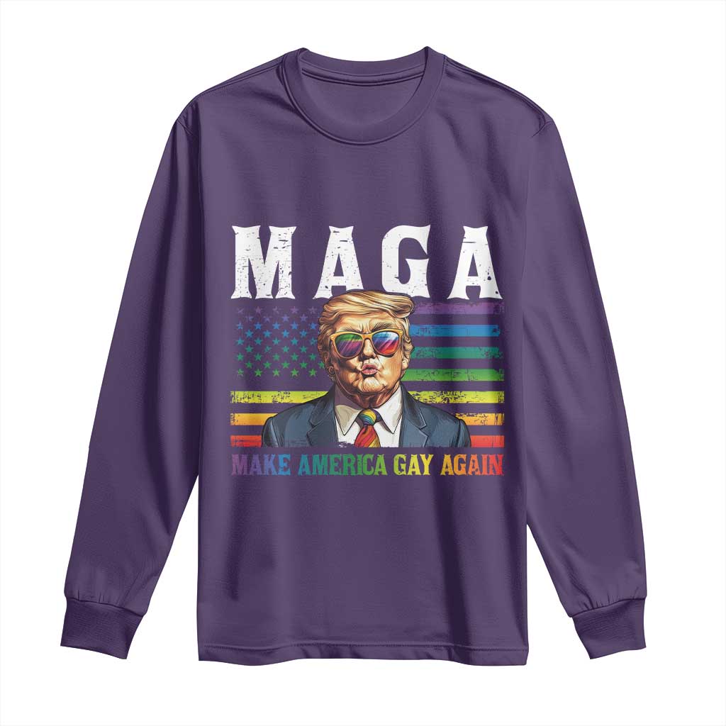 Make America Gay Again Long Sleeve Shirt LGBTQ Political Satire TS12 Purple Print Your Wear