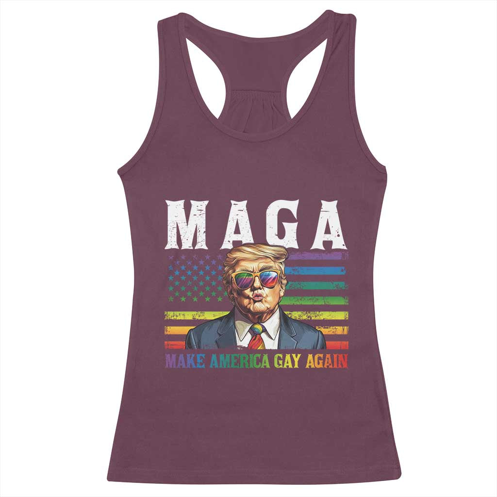Make America Gay Again Racerback Tank Top LGBTQ Political Satire TS12 Maroon Print Your Wear