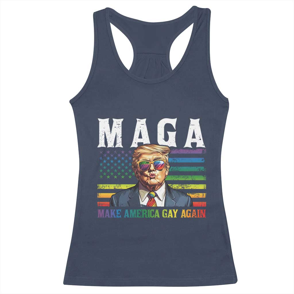 Make America Gay Again Racerback Tank Top LGBTQ Political Satire TS12 Navy Print Your Wear