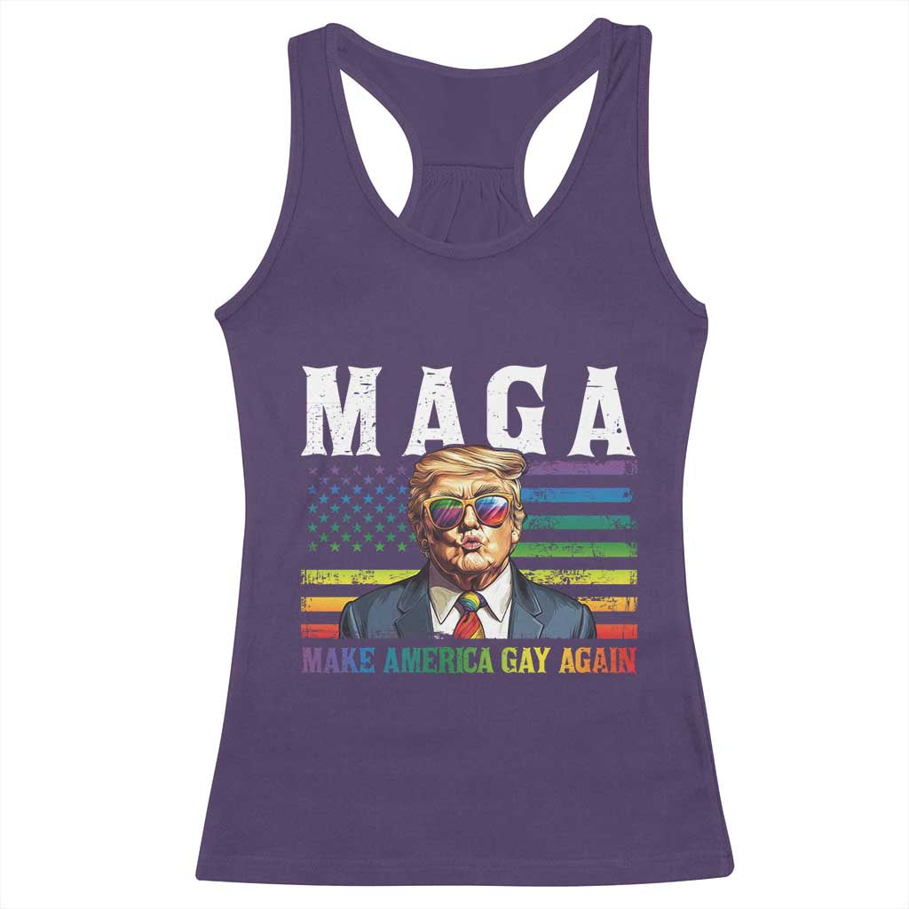 Make America Gay Again Racerback Tank Top LGBTQ Political Satire TS12 Purple Print Your Wear