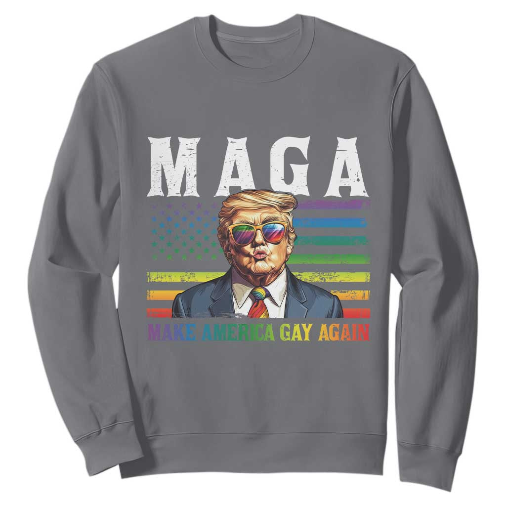 Make America Gay Again Sweatshirt LGBTQ Political Satire TS12 Charcoal Print Your Wear