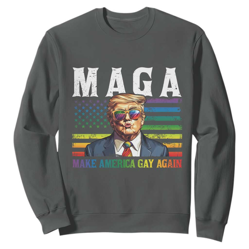 Make America Gay Again Sweatshirt LGBTQ Political Satire TS12 Dark Heather Print Your Wear