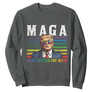 Make America Gay Again Sweatshirt LGBTQ Political Satire TS12 Dark Heather Print Your Wear