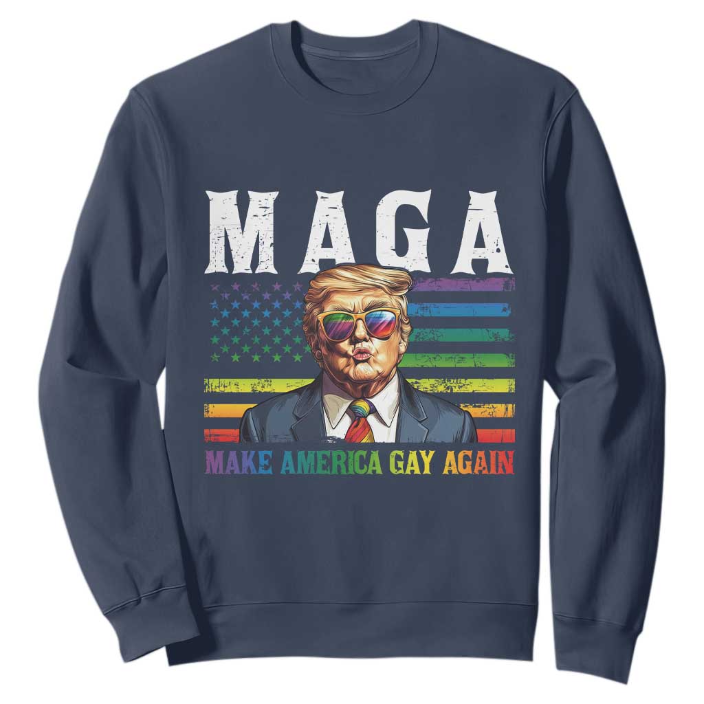 Make America Gay Again Sweatshirt LGBTQ Political Satire TS12 Navy Print Your Wear