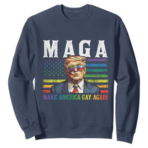 Make America Gay Again Sweatshirt LGBTQ Political Satire TS12 Navy Print Your Wear