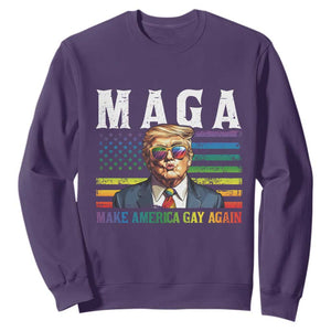 Make America Gay Again Sweatshirt LGBTQ Political Satire TS12 Purple Print Your Wear