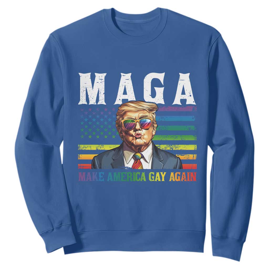 Make America Gay Again Sweatshirt LGBTQ Political Satire TS12 Royal Blue Print Your Wear