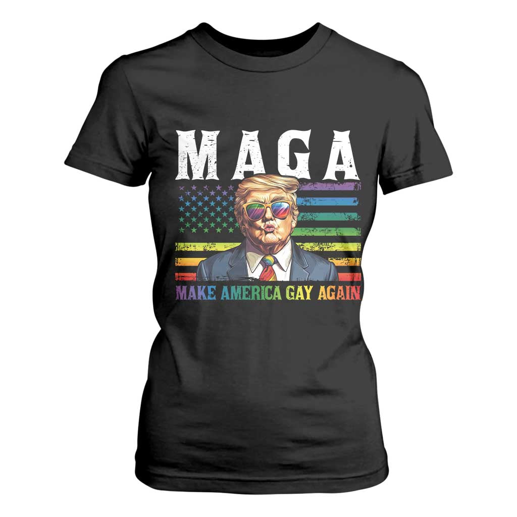 Make America Gay Again T Shirt For Women LGBTQ Political Satire TS12 Black Print Your Wear