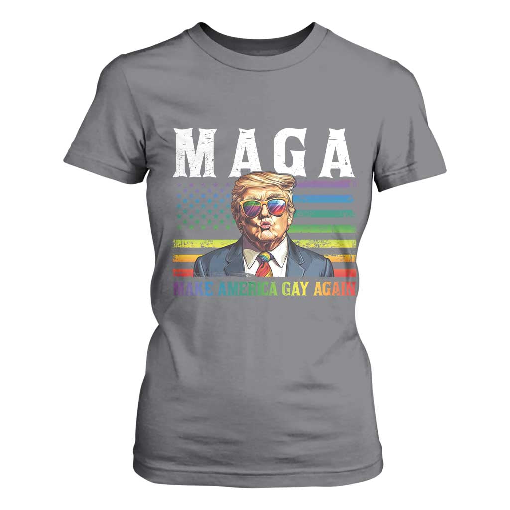 Make America Gay Again T Shirt For Women LGBTQ Political Satire TS12 Charcoal Print Your Wear