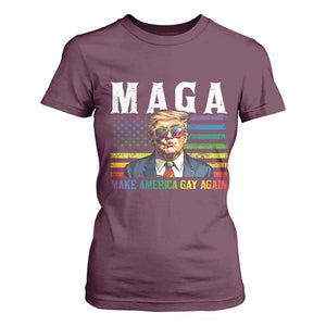 Make America Gay Again T Shirt For Women LGBTQ Political Satire TS12 Maroon Print Your Wear