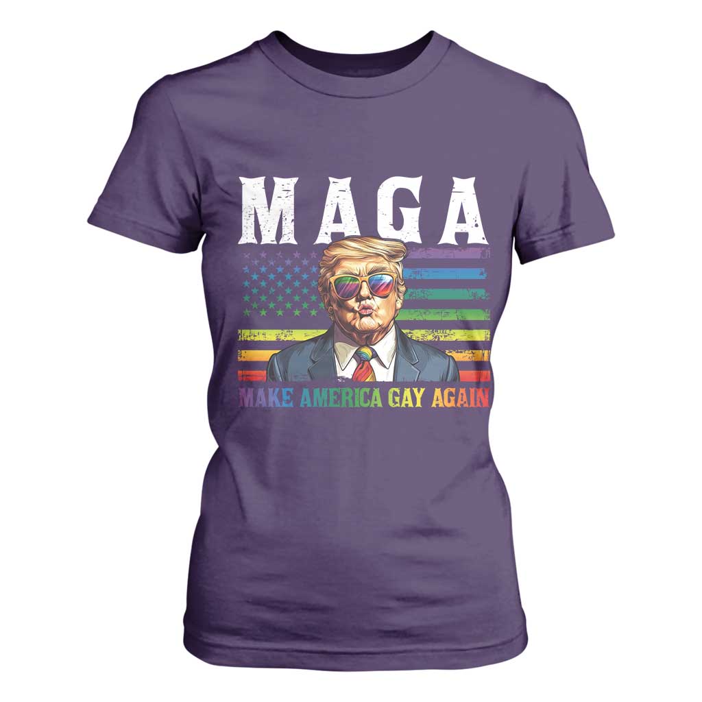 Make America Gay Again T Shirt For Women LGBTQ Political Satire TS12 Purple Print Your Wear