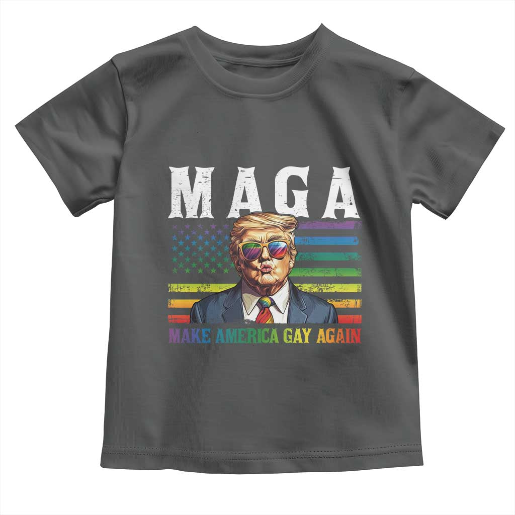 Make America Gay Again Toddler T Shirt LGBTQ Political Satire TS12 Dark Heather Print Your Wear