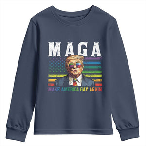 Make America Gay Again Youth Sweatshirt LGBTQ Political Satire TS12 Navy Print Your Wear