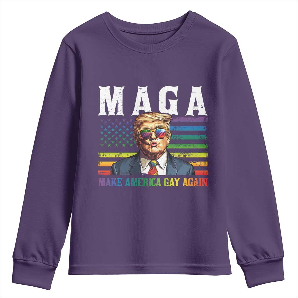 Make America Gay Again Youth Sweatshirt LGBTQ Political Satire TS12 Purple Print Your Wear