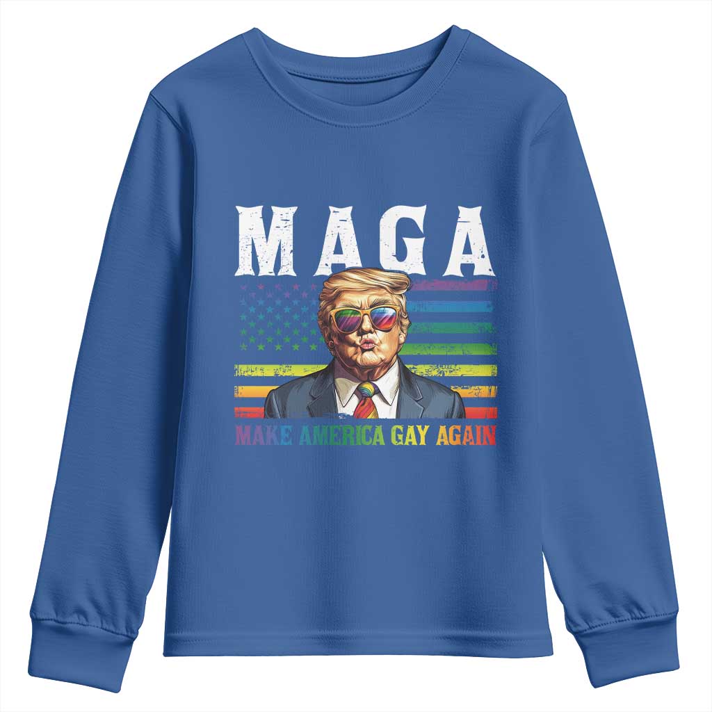 Make America Gay Again Youth Sweatshirt LGBTQ Political Satire TS12 Royal Blue Print Your Wear