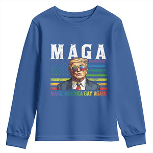 Make America Gay Again Youth Sweatshirt LGBTQ Political Satire TS12 Royal Blue Print Your Wear