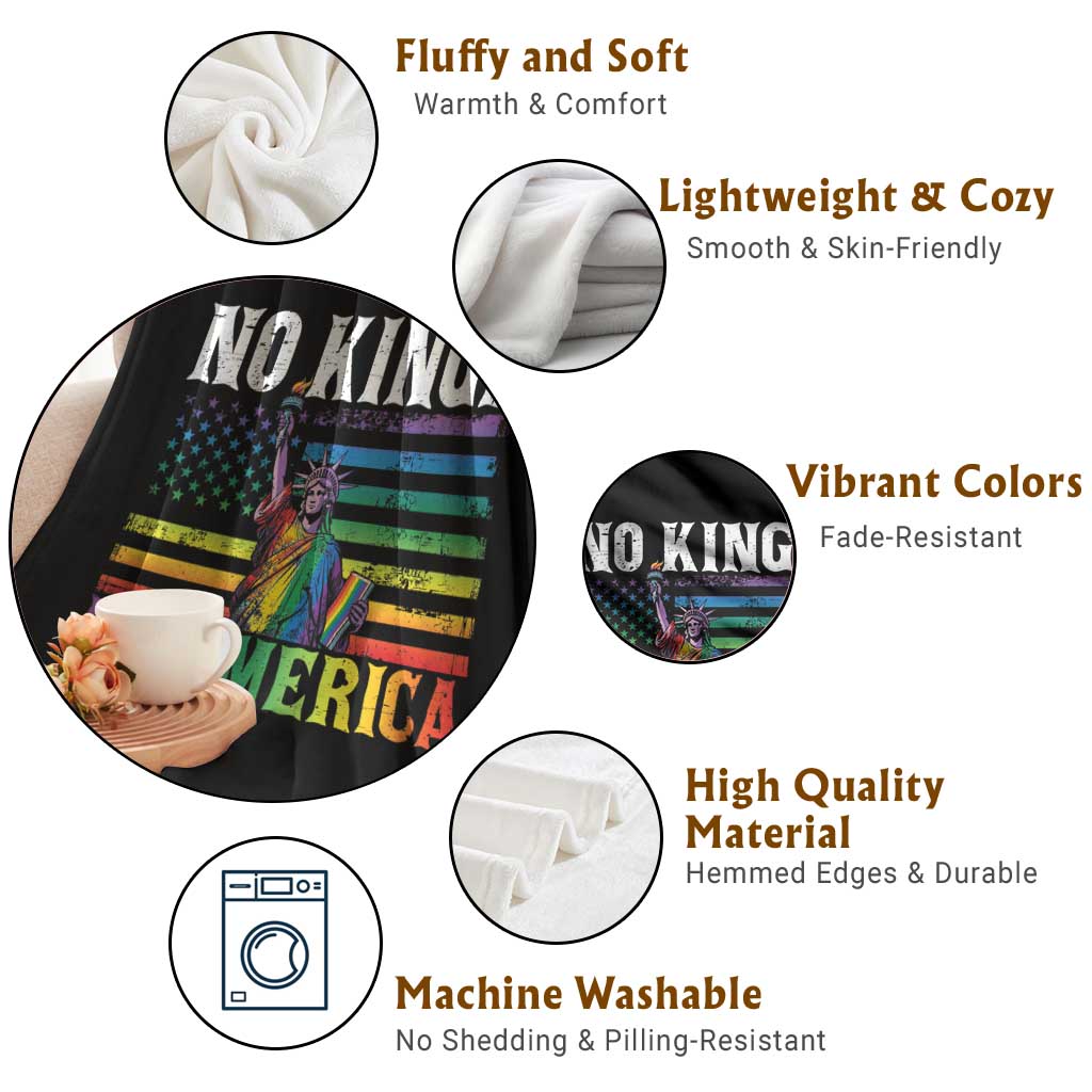 No Kings In America LGBT Pride Throw Blanket Anti Authoritarian Political