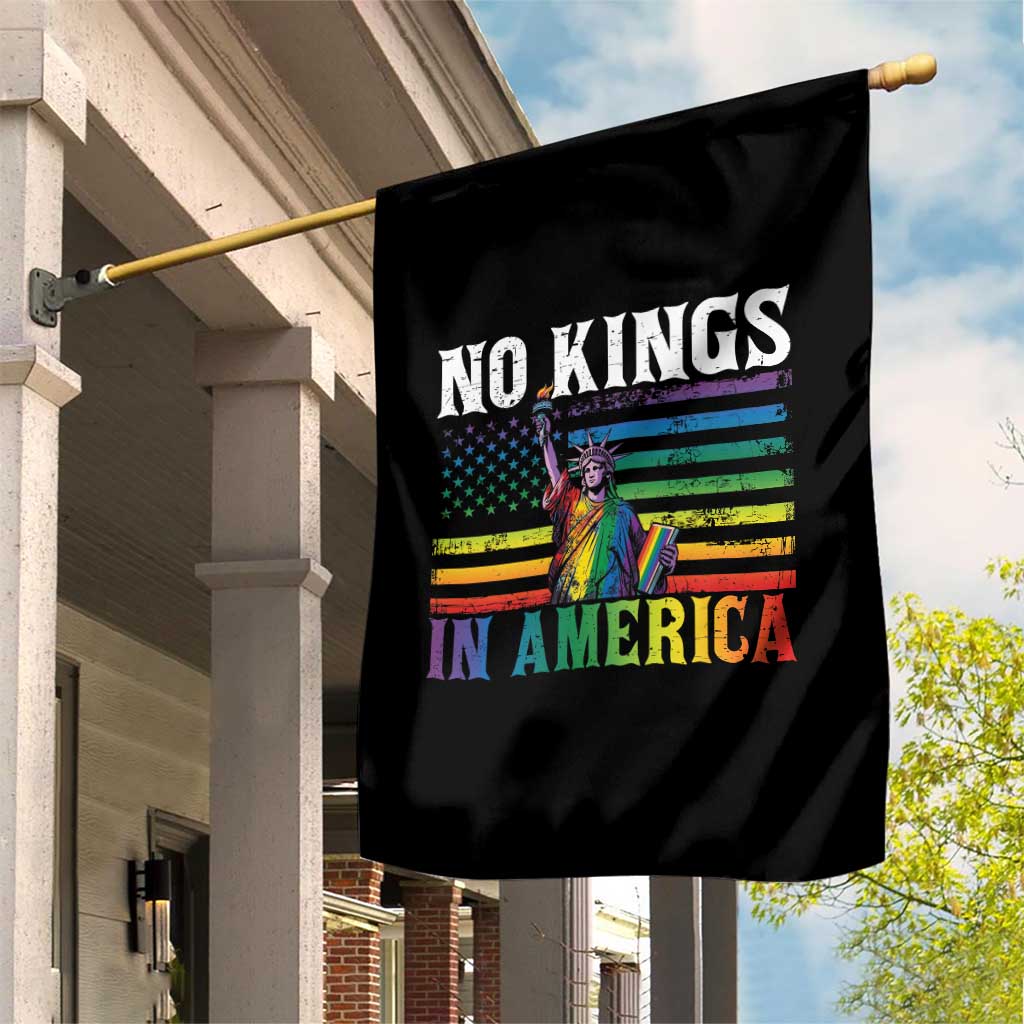 No Kings In America LGBT Pride Garden Flag Anti Authoritarian Political