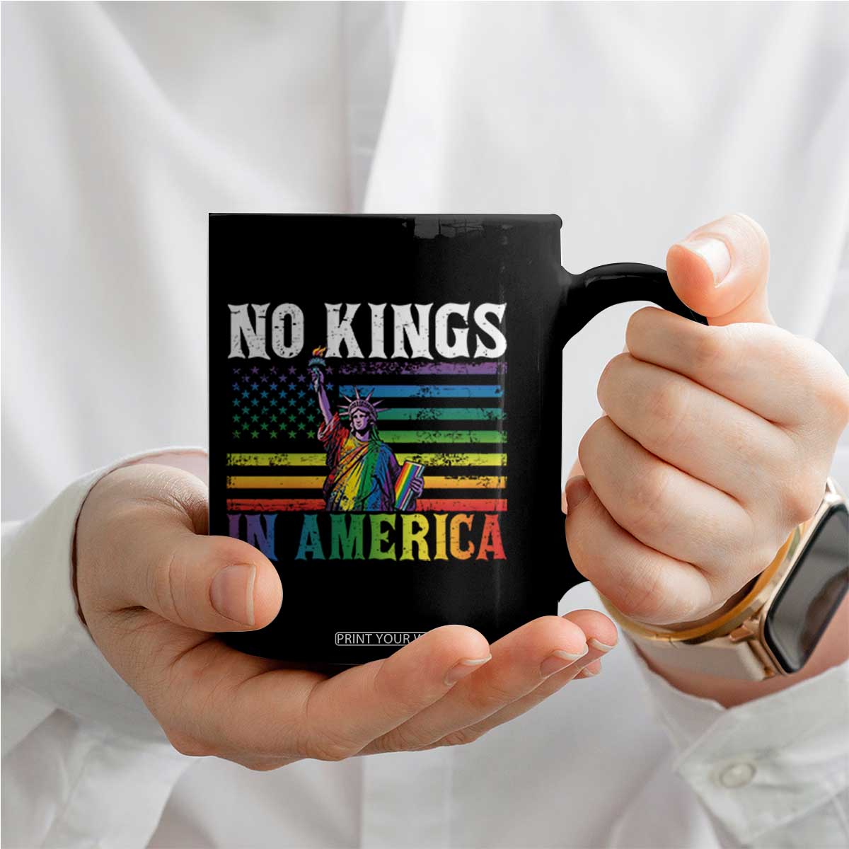 No Kings In America LGBT Pride Coffee Mug Anti Authoritarian Political