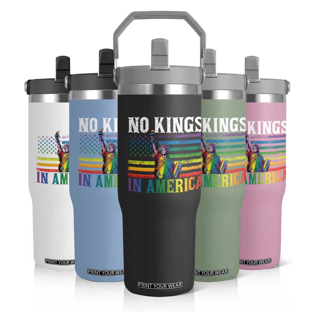No Kings In America LGBT Pride Flip Straw Tumbler Anti Authoritarian Political TS12 Print Your Wear