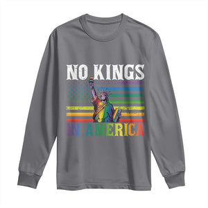 No Kings In America LGBT Pride Long Sleeve Shirt Anti Authoritarian Political TS12 Charcoal Print Your Wear